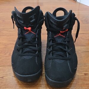Jordan Air Retro 6 Black Suede with Red Accent High-Top Sneakers